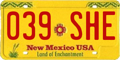 NM license plate 039SHE
