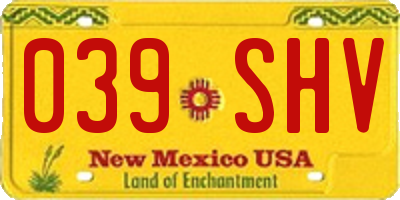 NM license plate 039SHV