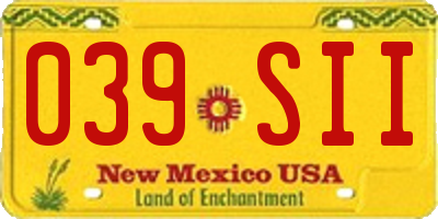 NM license plate 039SII
