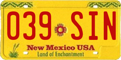 NM license plate 039SIN