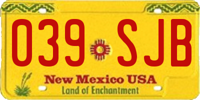 NM license plate 039SJB