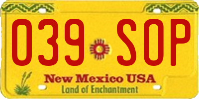 NM license plate 039SOP