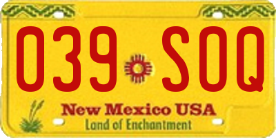 NM license plate 039SOQ