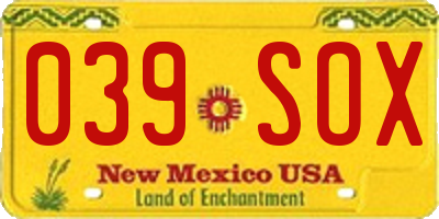 NM license plate 039SOX