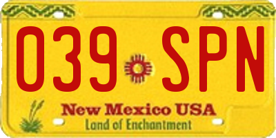 NM license plate 039SPN