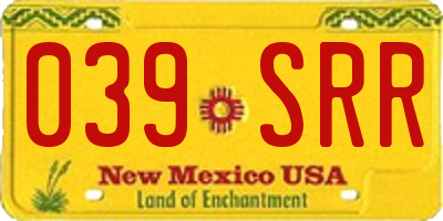 NM license plate 039SRR