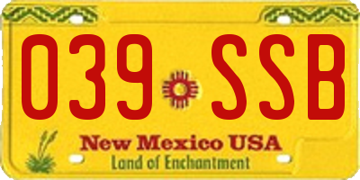 NM license plate 039SSB