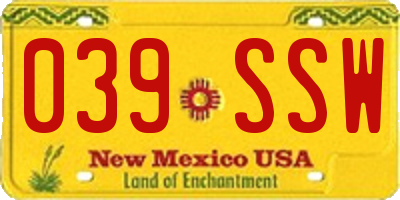 NM license plate 039SSW
