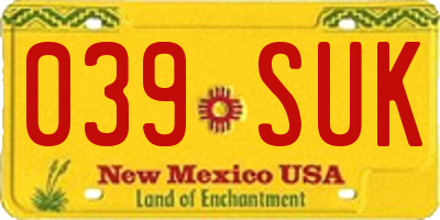 NM license plate 039SUK