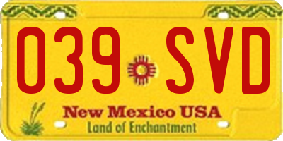 NM license plate 039SVD