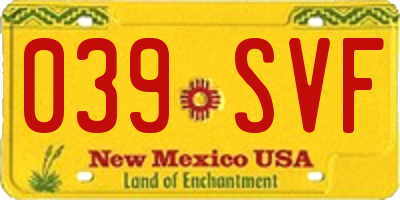 NM license plate 039SVF