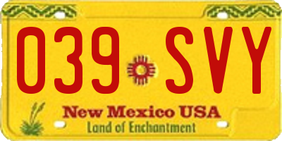 NM license plate 039SVY