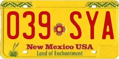 NM license plate 039SYA