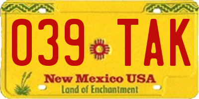 NM license plate 039TAK