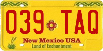 NM license plate 039TAQ
