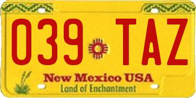 NM license plate 039TAZ
