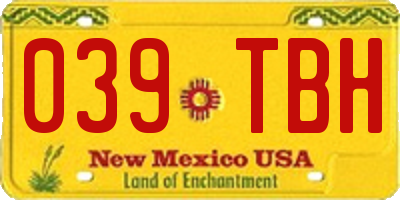 NM license plate 039TBH