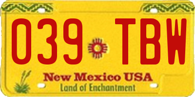 NM license plate 039TBW