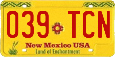 NM license plate 039TCN