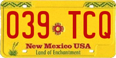 NM license plate 039TCQ