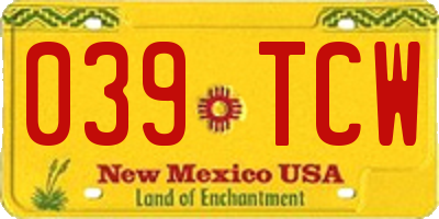 NM license plate 039TCW