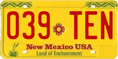 NM license plate 039TEN