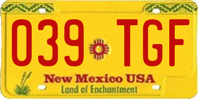 NM license plate 039TGF