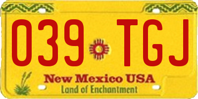 NM license plate 039TGJ