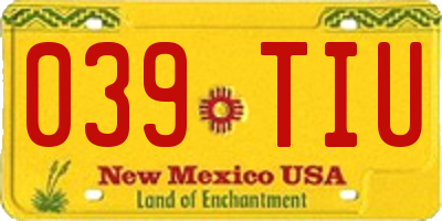 NM license plate 039TIU