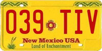 NM license plate 039TIV