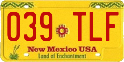 NM license plate 039TLF