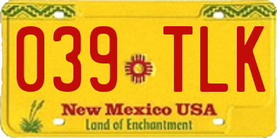 NM license plate 039TLK