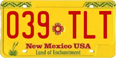 NM license plate 039TLT