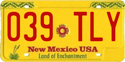 NM license plate 039TLY