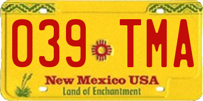 NM license plate 039TMA
