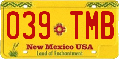NM license plate 039TMB