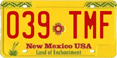 NM license plate 039TMF