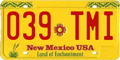 NM license plate 039TMI