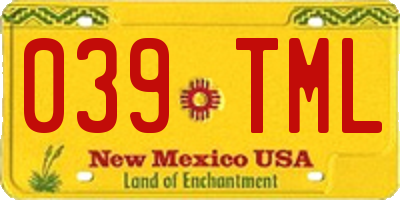 NM license plate 039TML