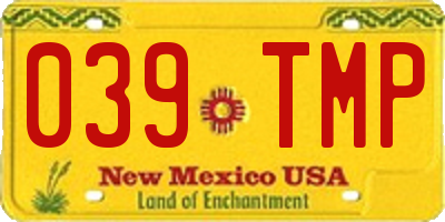 NM license plate 039TMP
