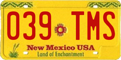 NM license plate 039TMS