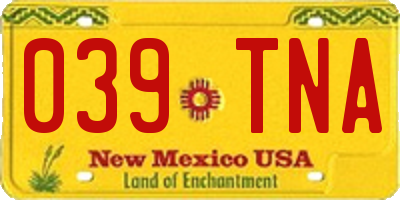 NM license plate 039TNA