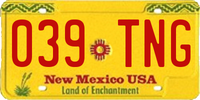 NM license plate 039TNG