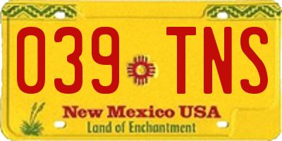 NM license plate 039TNS