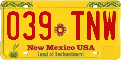 NM license plate 039TNW