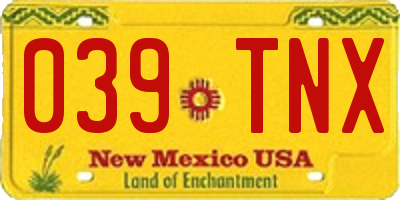 NM license plate 039TNX