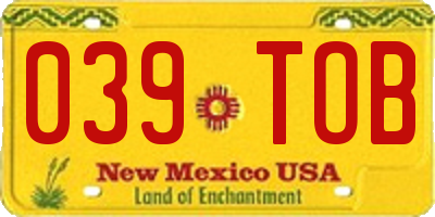 NM license plate 039TOB