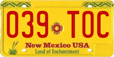 NM license plate 039TOC