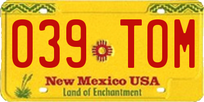 NM license plate 039TOM