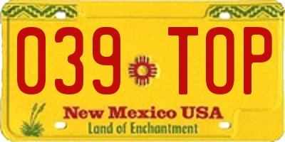NM license plate 039TOP